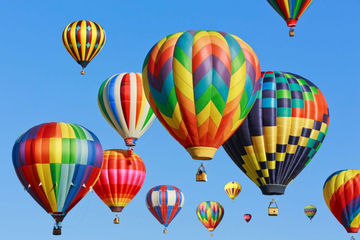 Hot air balloons in flight